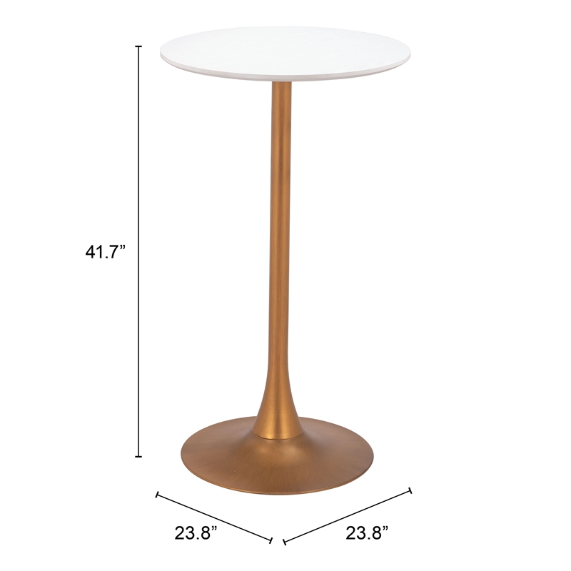 Pemberly Row Modern / Contemporary Metal Bar Table White & Gold