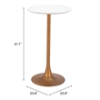 Pemberly Row Modern / Contemporary Metal Bar Table White & Gold