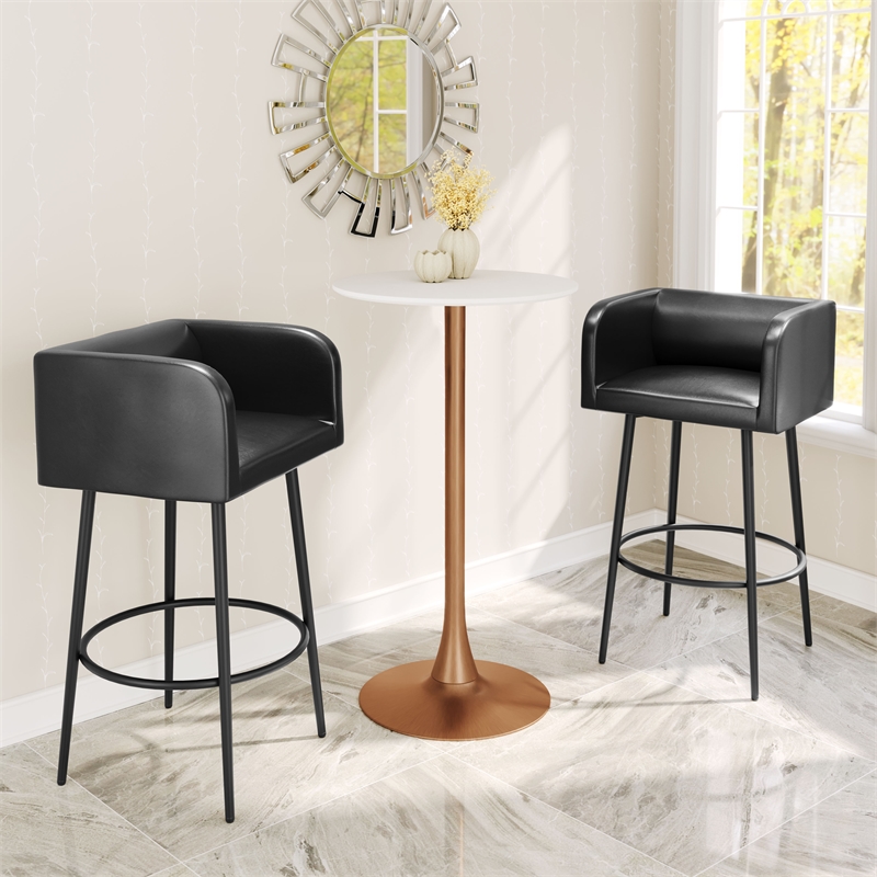 Pemberly Row Modern / Contemporary Metal Bar Table White & Gold