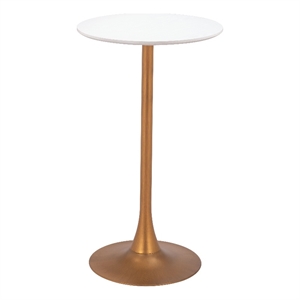 Pemberly Row Modern / Contemporary Metal Bar Table White & Gold