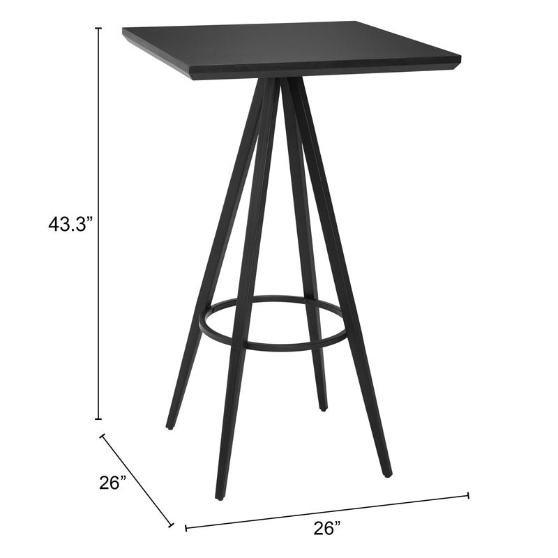 Pemberly Row Modern / Contemporary Metal Bar Table Black Finish
