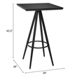 Pemberly Row Modern / Contemporary Metal Bar Table Black Finish
