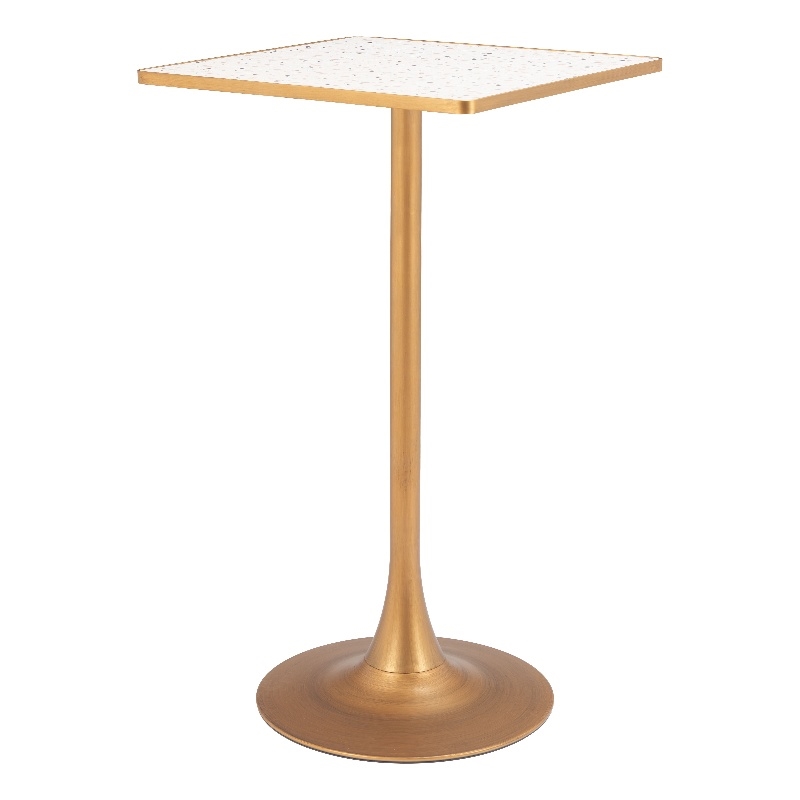 Pemberly Row Modern / Contemporary Metal Bar Table Beige & Gold
