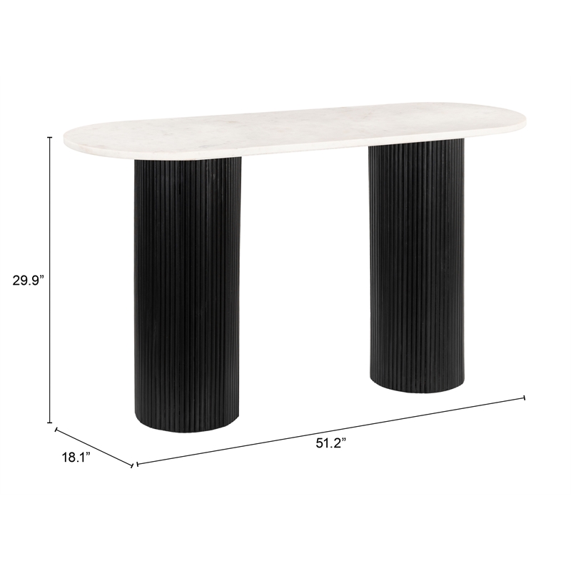 Pemberly Row Contemporary Engineered Wood Console Table White & Black