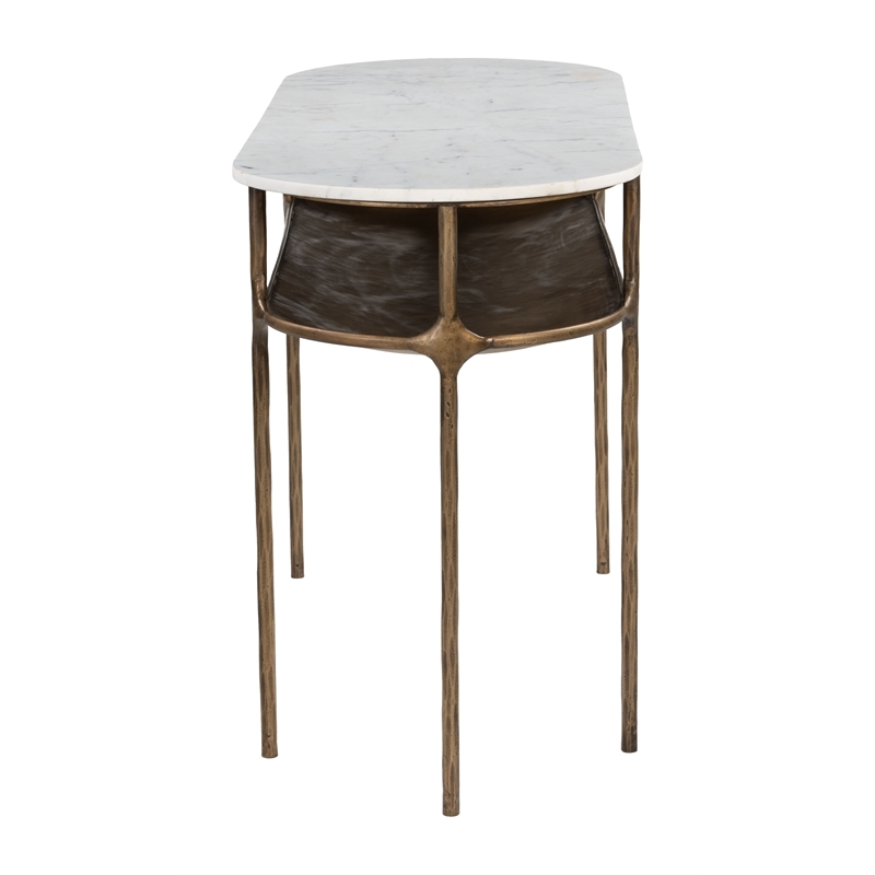 Pemberly Row Modern / Contemporary Metal Console Table White & Brass