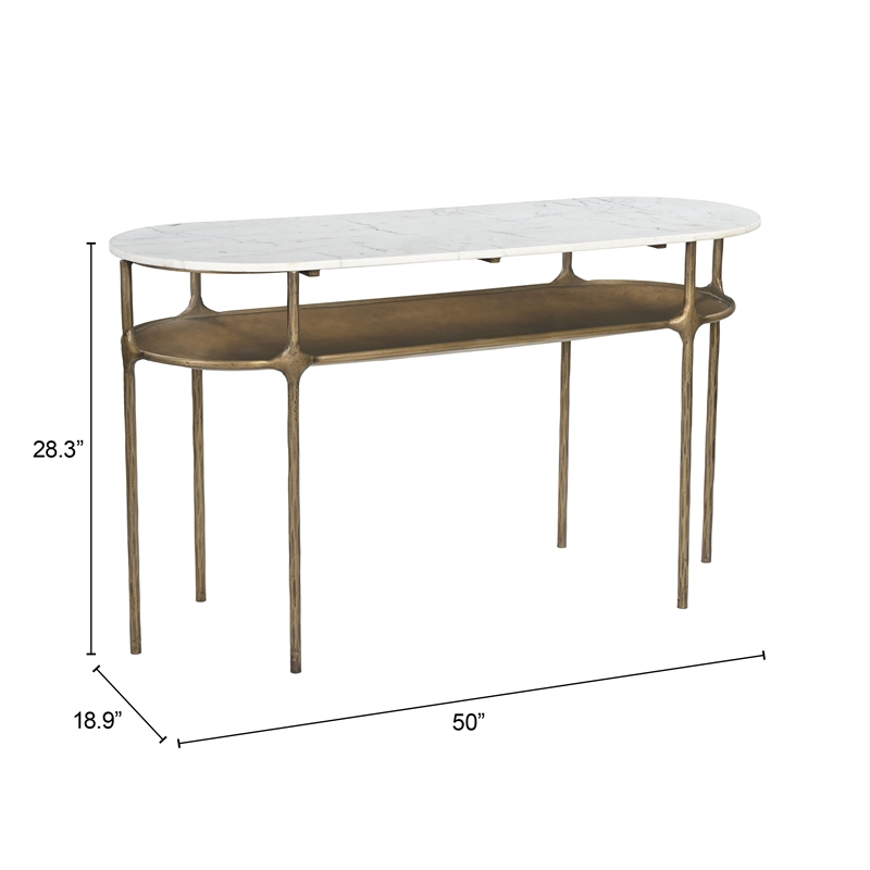 Pemberly Row Modern / Contemporary Metal Console Table White & Brass
