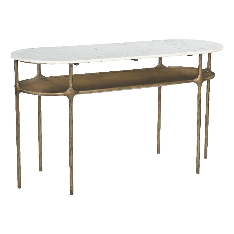 Pemberly Row Modern / Contemporary Metal Console Table White & Brass