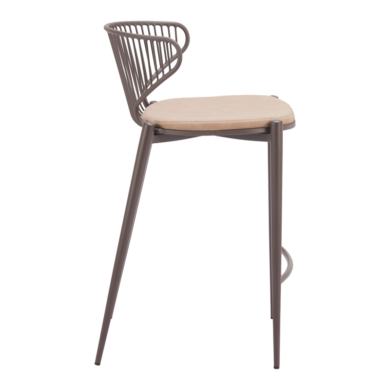 Pemberly Row Contemporary Assembled Metal Counter Stool Taupe & Brown
