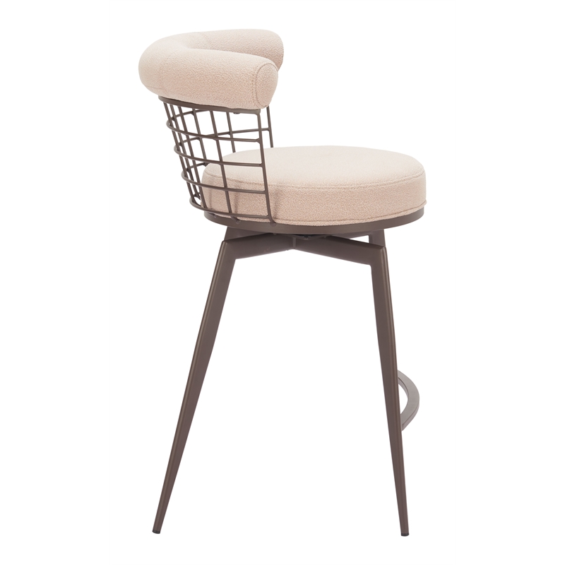 Pemberly Row Contemporary Swivel Counter Stool Beige & Brown