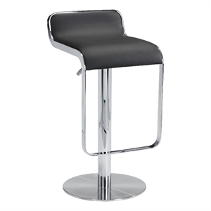 Pemberly Row Contemporary Plush Faux Leather Upholstered Barstool in Black