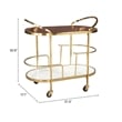 Pemberly Row Wood and Natural Marble Top Oval Bar Cart in Multi-Color