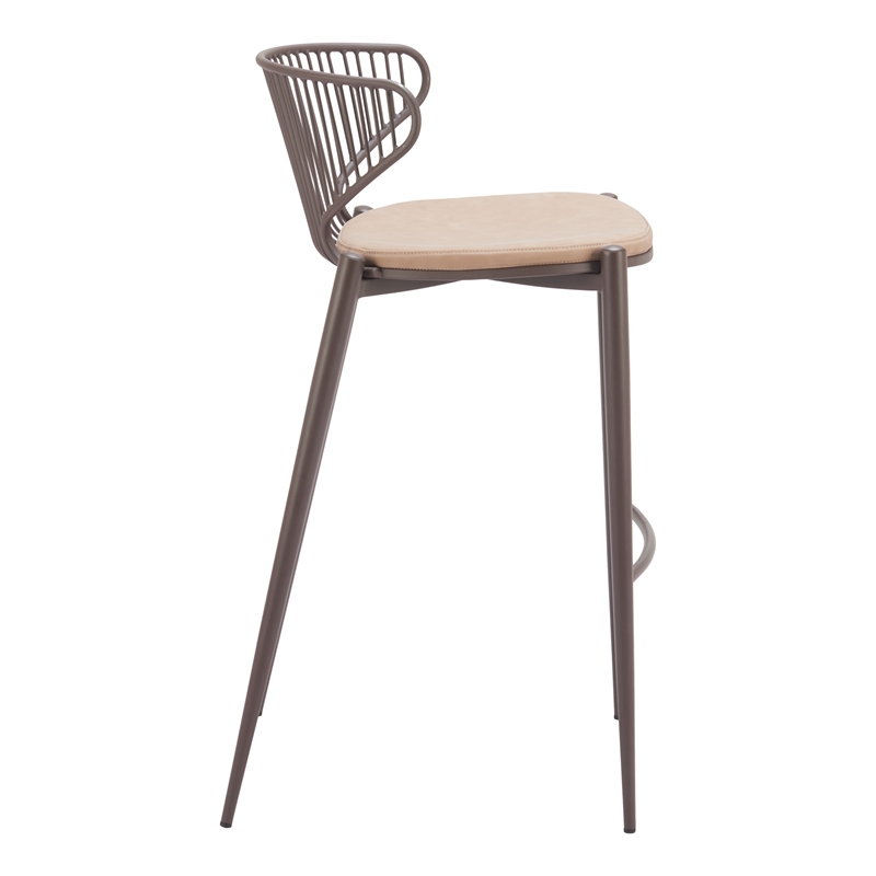 Pemberly Row Contemporary Assembled Metal Barstool Taupe & Brown