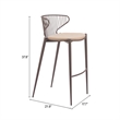 Pemberly Row Contemporary Assembled Metal Barstool Taupe & Brown