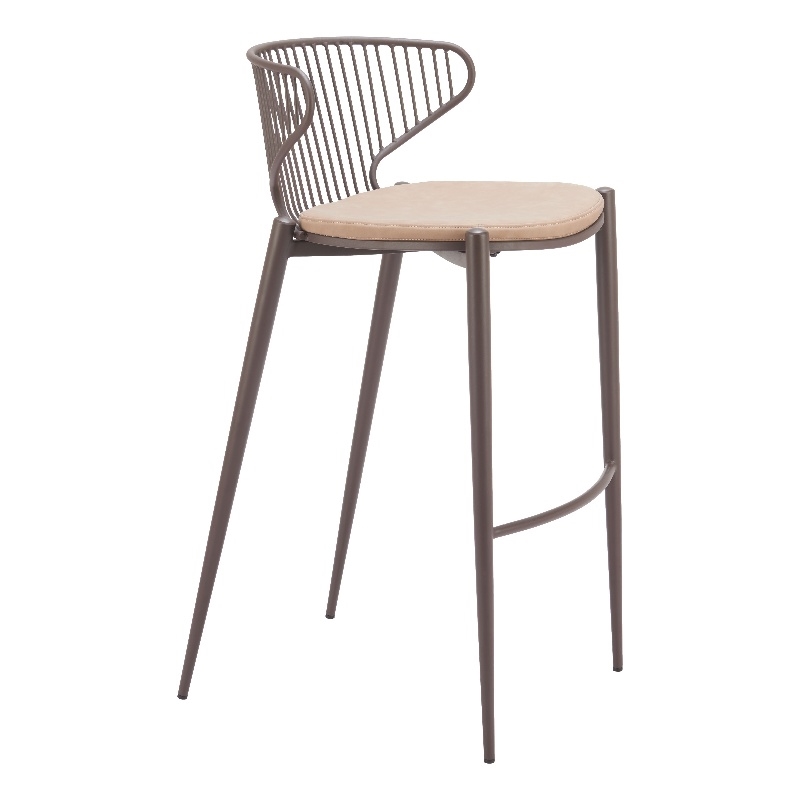 Pemberly Row Contemporary Assembled Metal Barstool Taupe & Brown