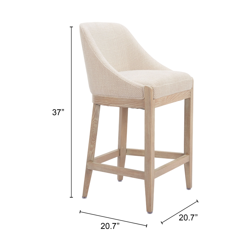 Pemberly Row Contemporary Engineered Wood Counter Stool Beige