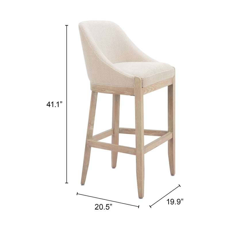 Pemberly Row Contemporary Assembled Engineered Wood Barstool Beige