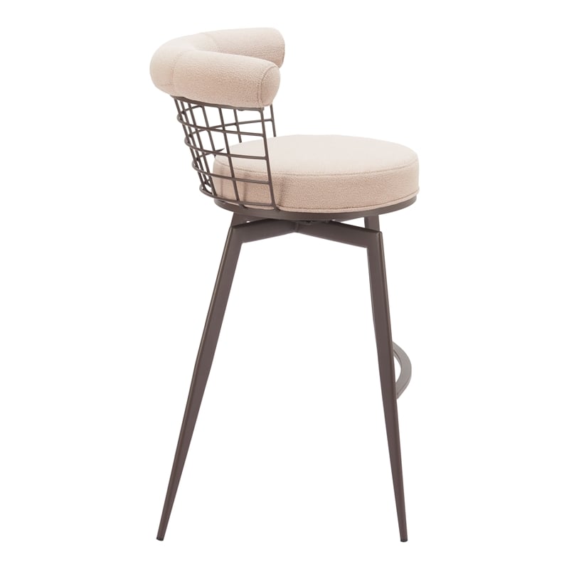Pemberly Row Contemporary Metal Swivel Barstool Beige & Brown