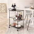 Pemberly Row Modern / Contemporary Metal Bar Cart Black Finish