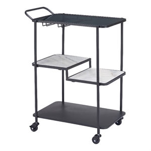 Pemberly Row Modern / Contemporary Metal Bar Cart Black Finish