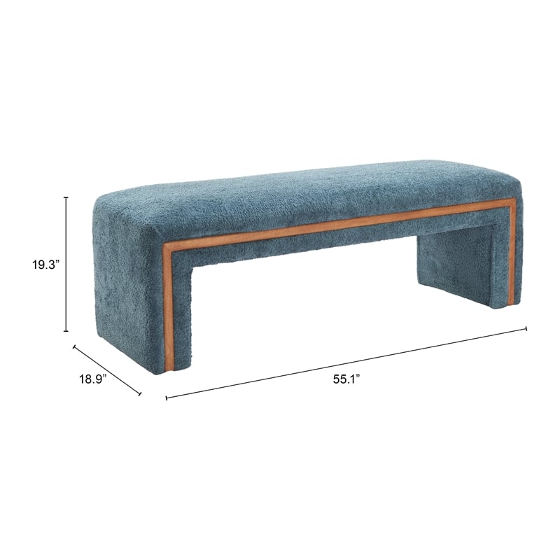 Pemberly Row Contemporary Assembled Engineered Wood Bench Blue