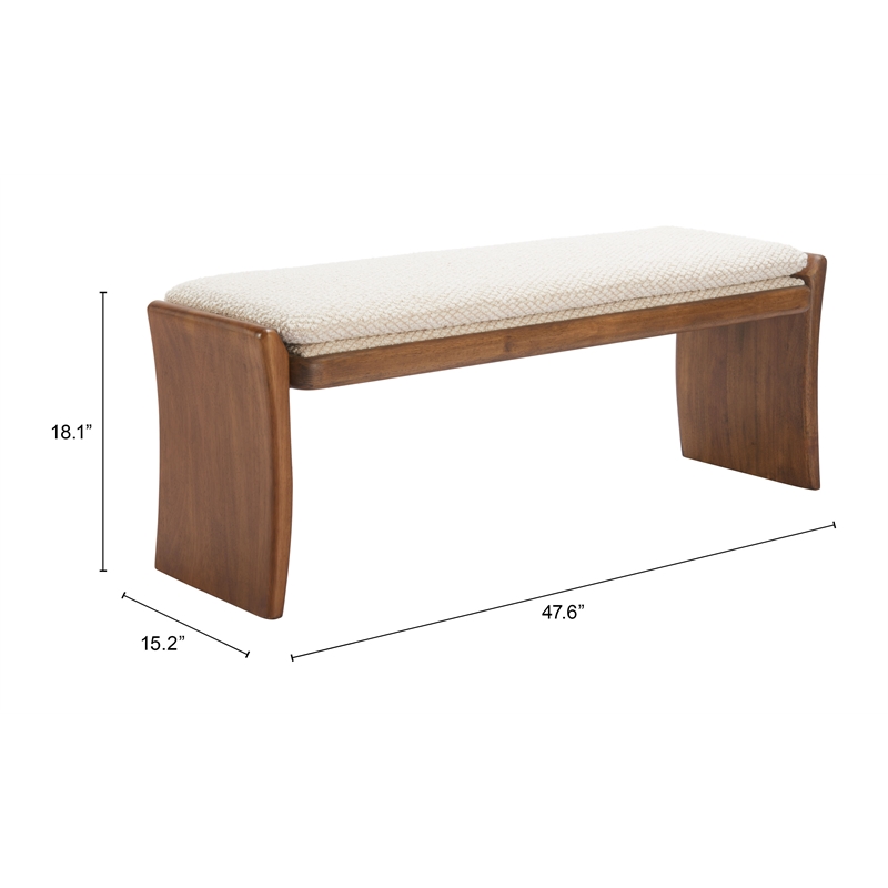 Pemberly Row Modern / Contemporary Engineered Wood Bench Beige