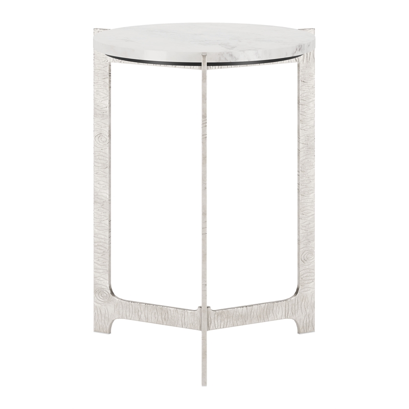 Pemberly Row Contemporary Aluminum Side Table White & Silver