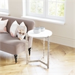Pemberly Row Contemporary Aluminum Side Table White & Silver