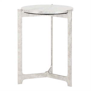 Pemberly Row Contemporary Aluminum Side Table White & Silver