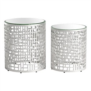 Pemberly Row Contemporary Aluminum Side Table Set (2-Piece) Silver