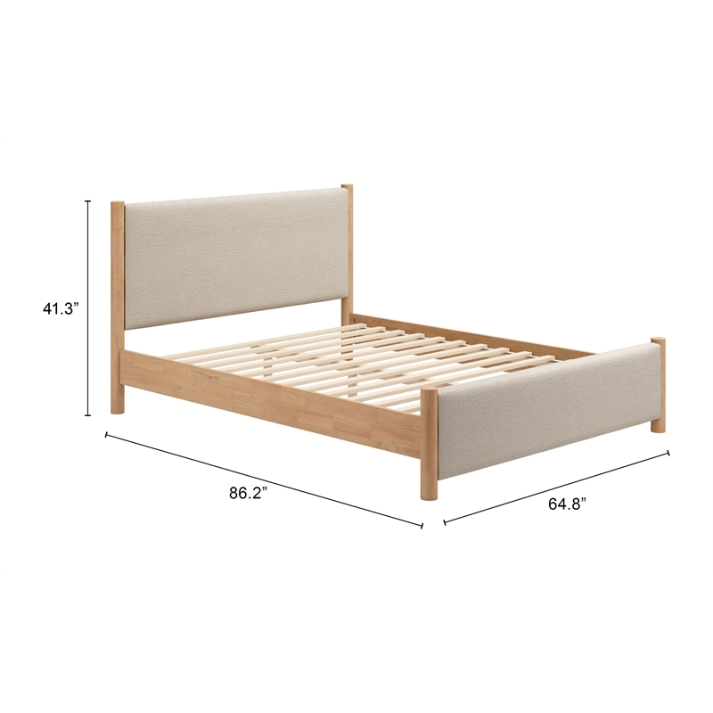 Pemberly Row Contemporary Engineered Wood Queen Bed Beige & Natural