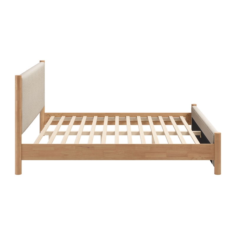 Pemberly Row Contemporary Engineered Wood King Bed Beige & Natural