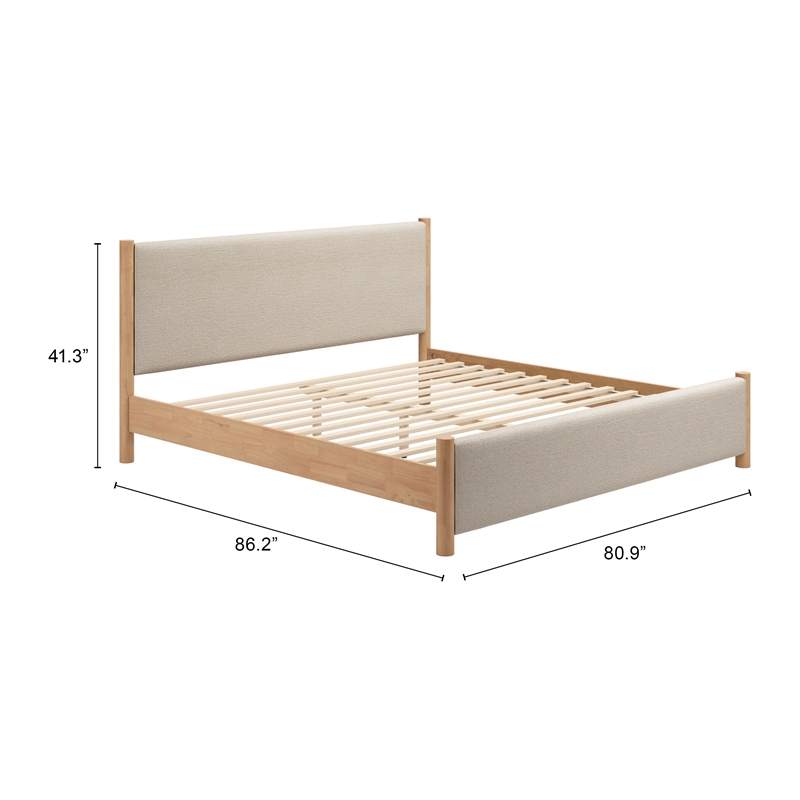 Pemberly Row Contemporary Engineered Wood King Bed Beige & Natural
