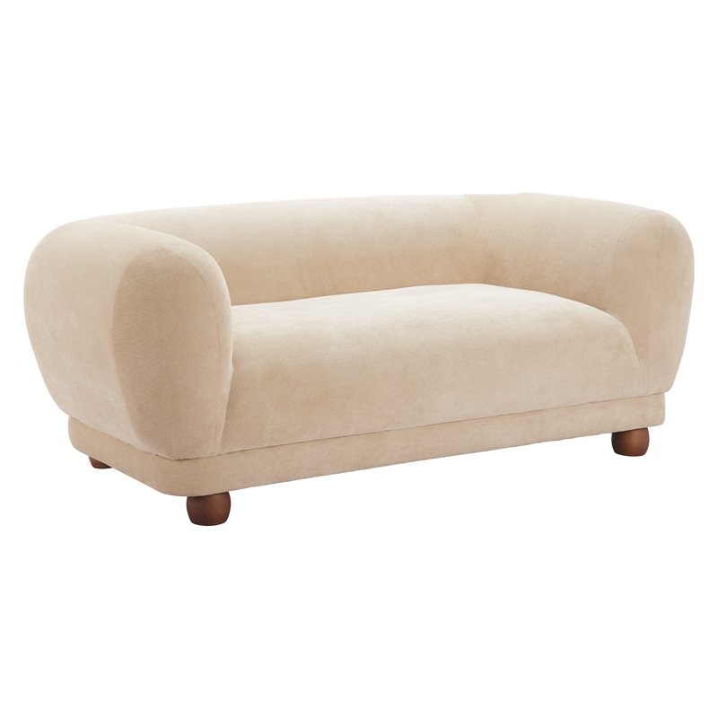 Pemberly Row Contemporary Corduroy Fabric Upholstered Loveseat in Taupe