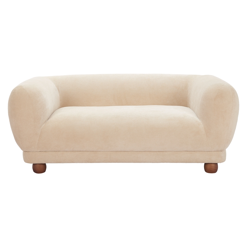 Pemberly Row Contemporary Corduroy Fabric Upholstered Loveseat in Taupe
