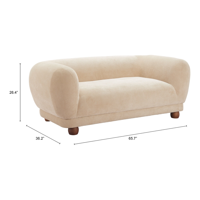 Pemberly Row Contemporary Corduroy Fabric Upholstered Loveseat in Taupe