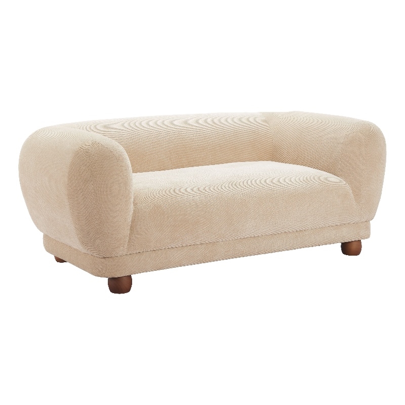 Pemberly Row Contemporary Corduroy Fabric Upholstered Loveseat in Taupe