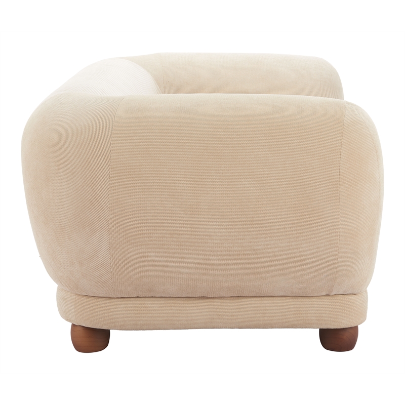 Pemberly Row Contemporary Corduroy Fabric Upholstered Loveseat in Taupe