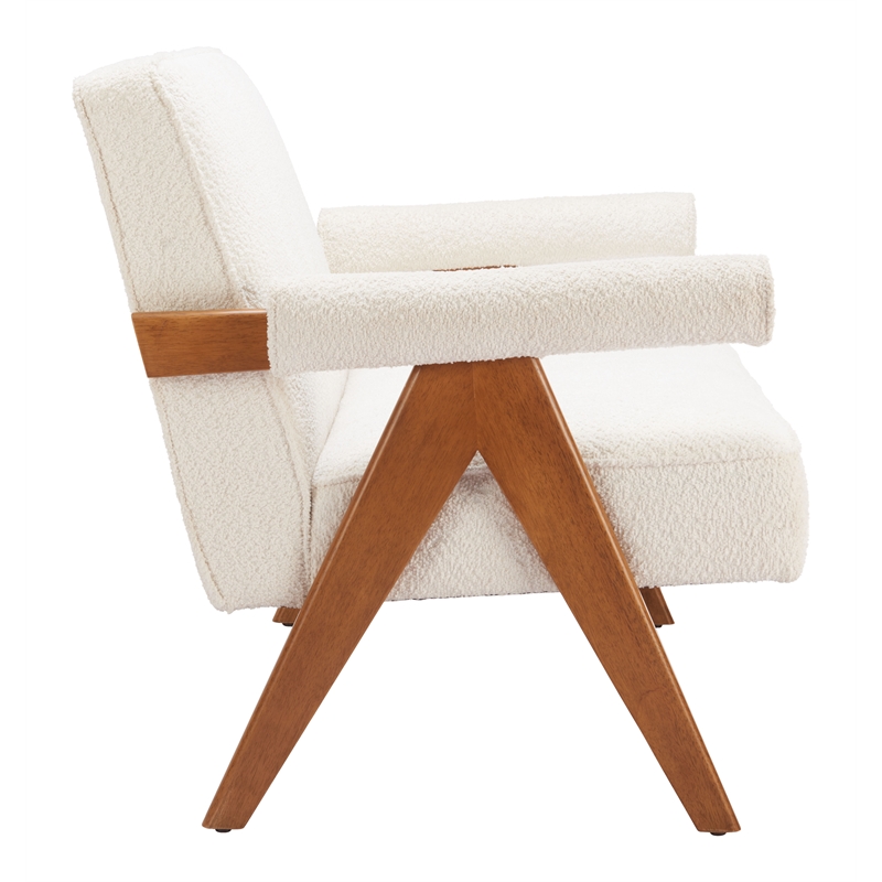 Pemberly Row Modern / Contemporary Solid Wood Loveseat Ivory