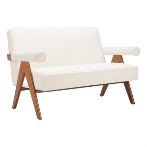 Pemberly Row Modern / Contemporary Solid Wood Loveseat Ivory