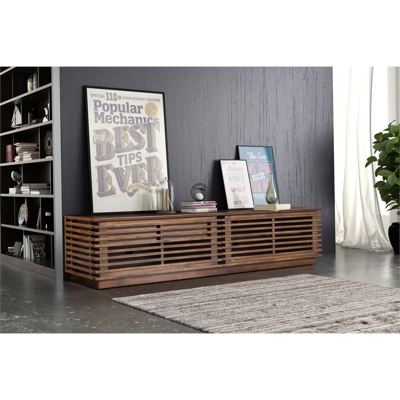 Pemberly Row Contemporary Wood Wide Entertainment Stand Walnut