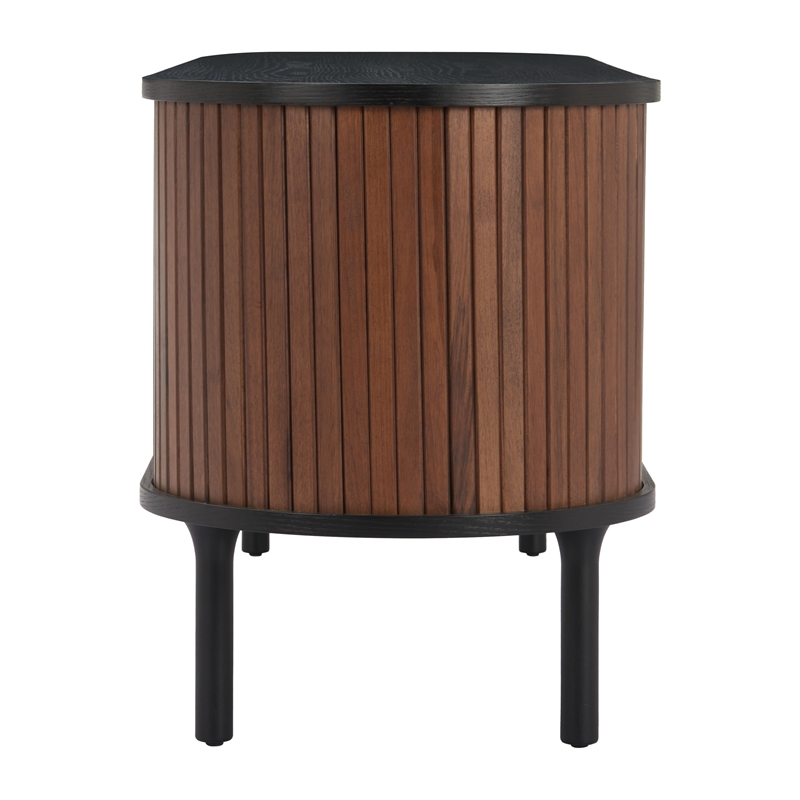 Pemberly Row Contemporary Entertainment Stand Black & Walnut