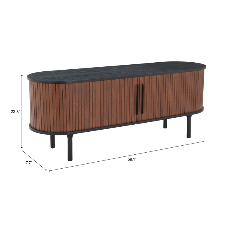 Pemberly Row Contemporary Entertainment Stand Black & Walnut