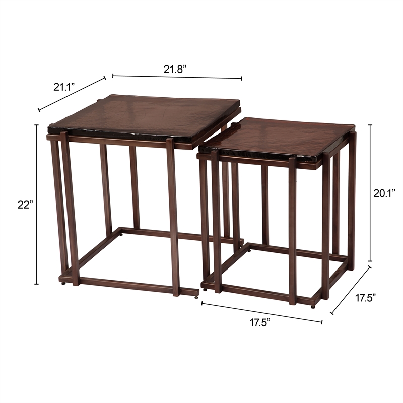 Pemberly Row Contemporary Metal Nesting Tables (2-Piece) Bronze