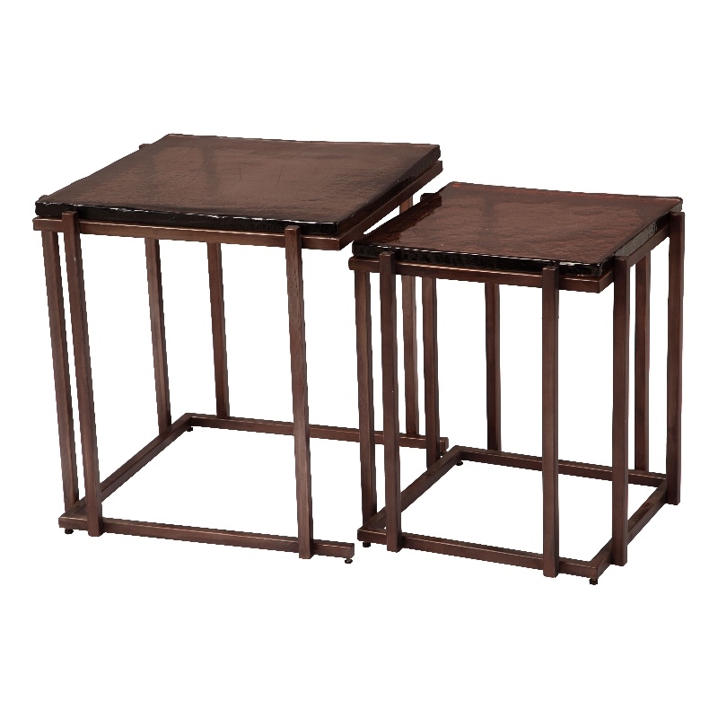 Pemberly Row Contemporary Metal Nesting Tables (2-Piece) Bronze