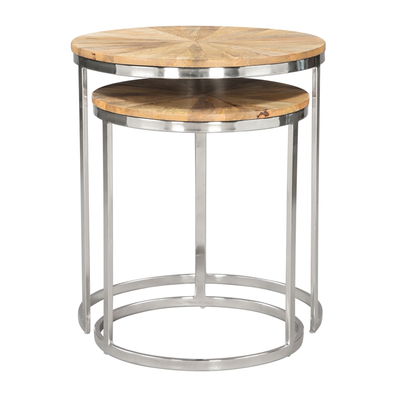 Pemberly Row Contemporary Nesting Table Set (2-Piece) Natural