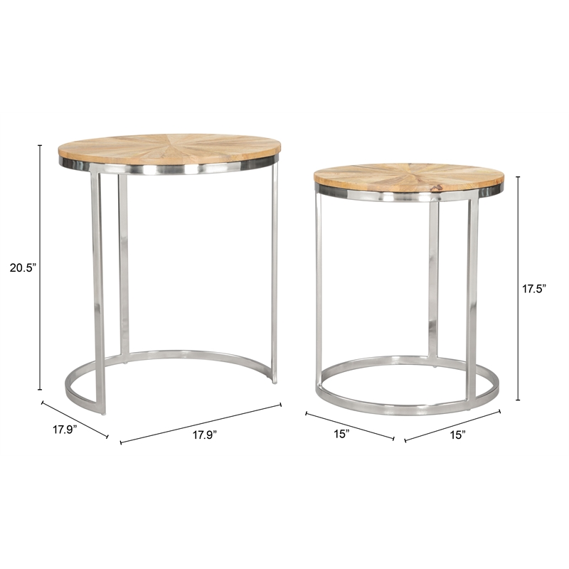 Pemberly Row Contemporary Nesting Table Set (2-Piece) Natural