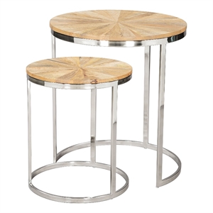 Pemberly Row Contemporary Nesting Table Set (2-Piece) Natural