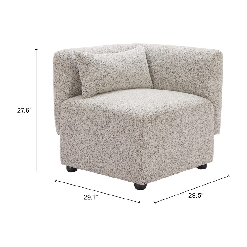 Pemberly Row Contemporary Assembled Wood Corner Chair Dune Greige