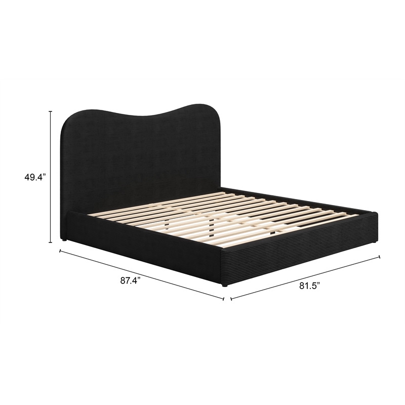 Pemberly Row Modern / Contemporary Wood King Wood Bed Black Finish