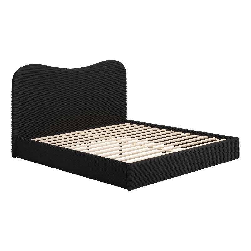 Pemberly Row Modern / Contemporary Wood King Wood Bed Black Finish